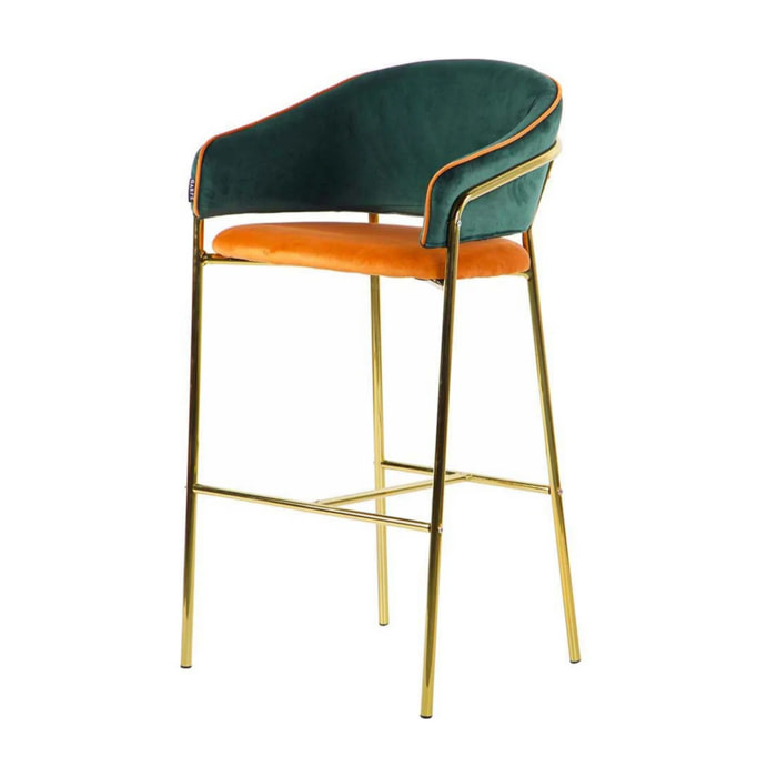 Taburete Bar Velvet Verde Naranja 53x52x99 Cm