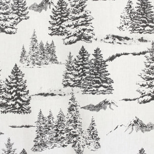 Rideau imprimé montagne en coton recyclé - Gris anthracite