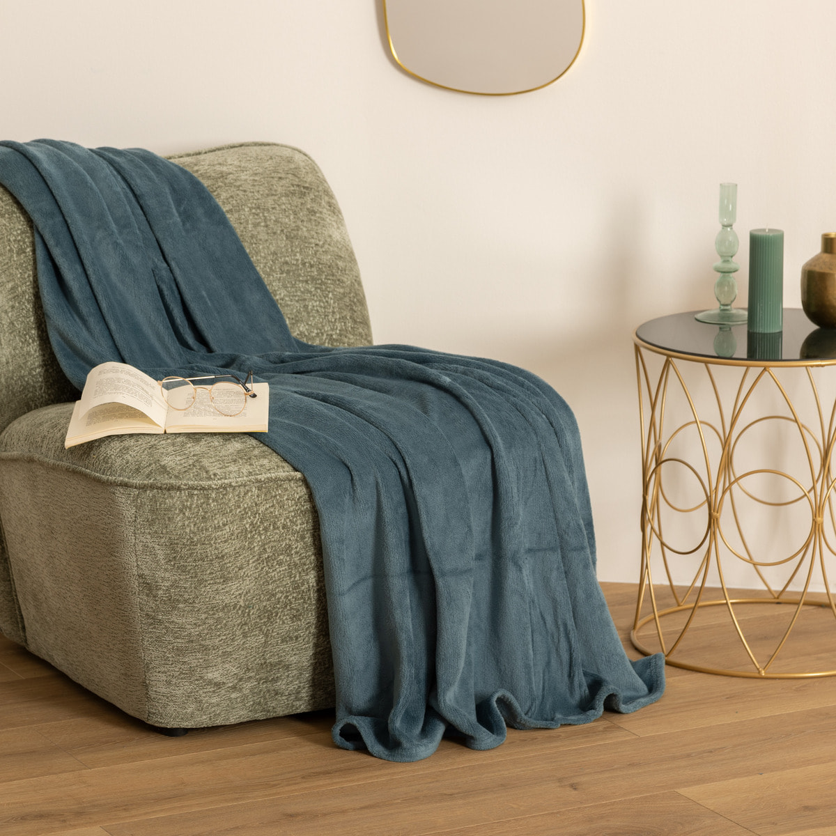 Plaid - microfibre - bleu orage - 130x180 cm