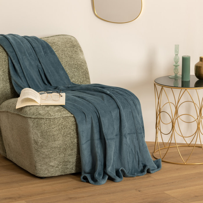 Plaid - microfibre - bleu orage - 130x180 cm