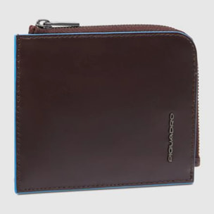 Piquadro Portafogli portacarte di credito in pelle con porta monete, schermato con protezione RFID