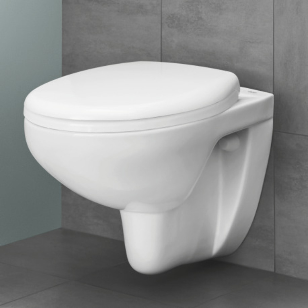 Pack WC Bati-support Geberit Duofix + Cuvette suspendue Grohe Bau Ceramic + Abattant declipsable + Plaque blanche (BauClassicGeb
