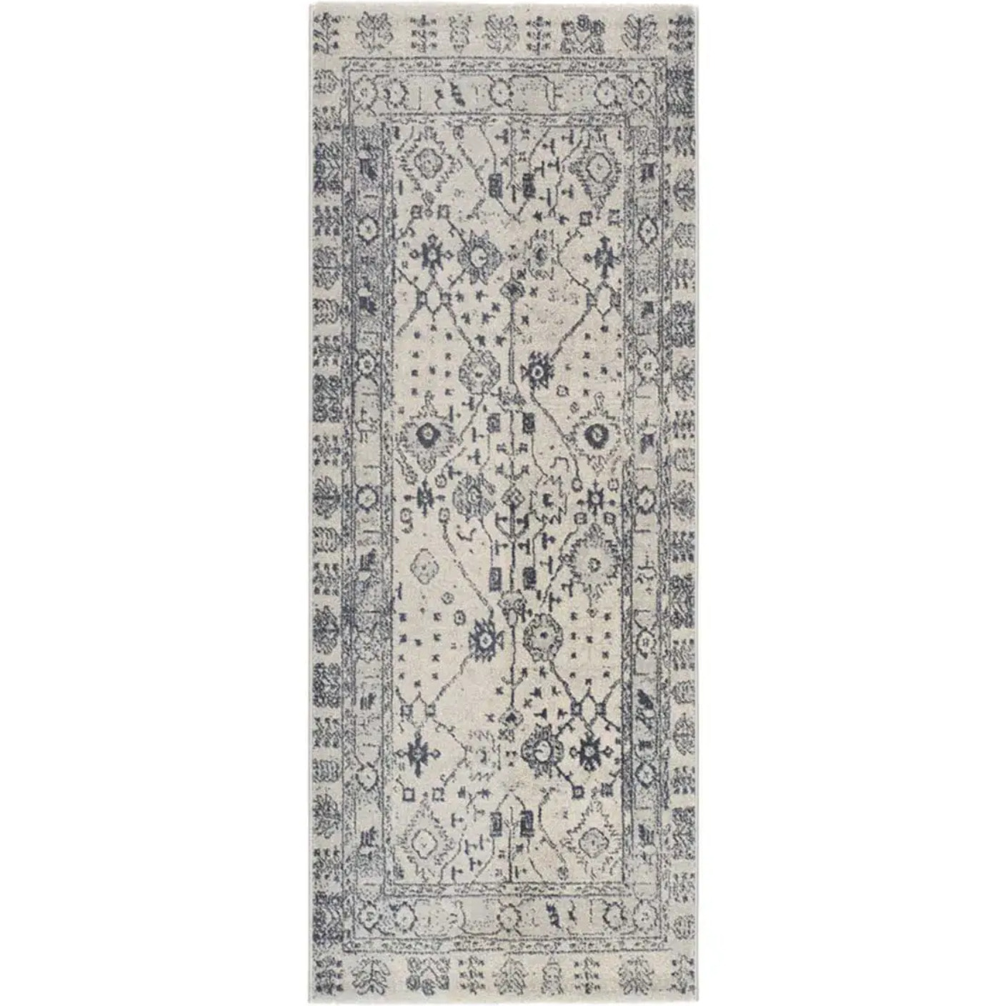 SIROCO Alfombra vintage de pelo corto azul, varias medidas disponibles.