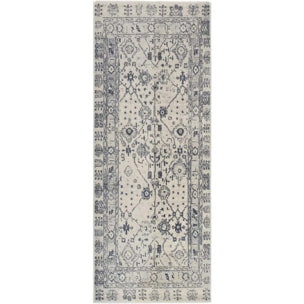 SIROCO Alfombra vintage de pelo corto azul, varias medidas disponibles.