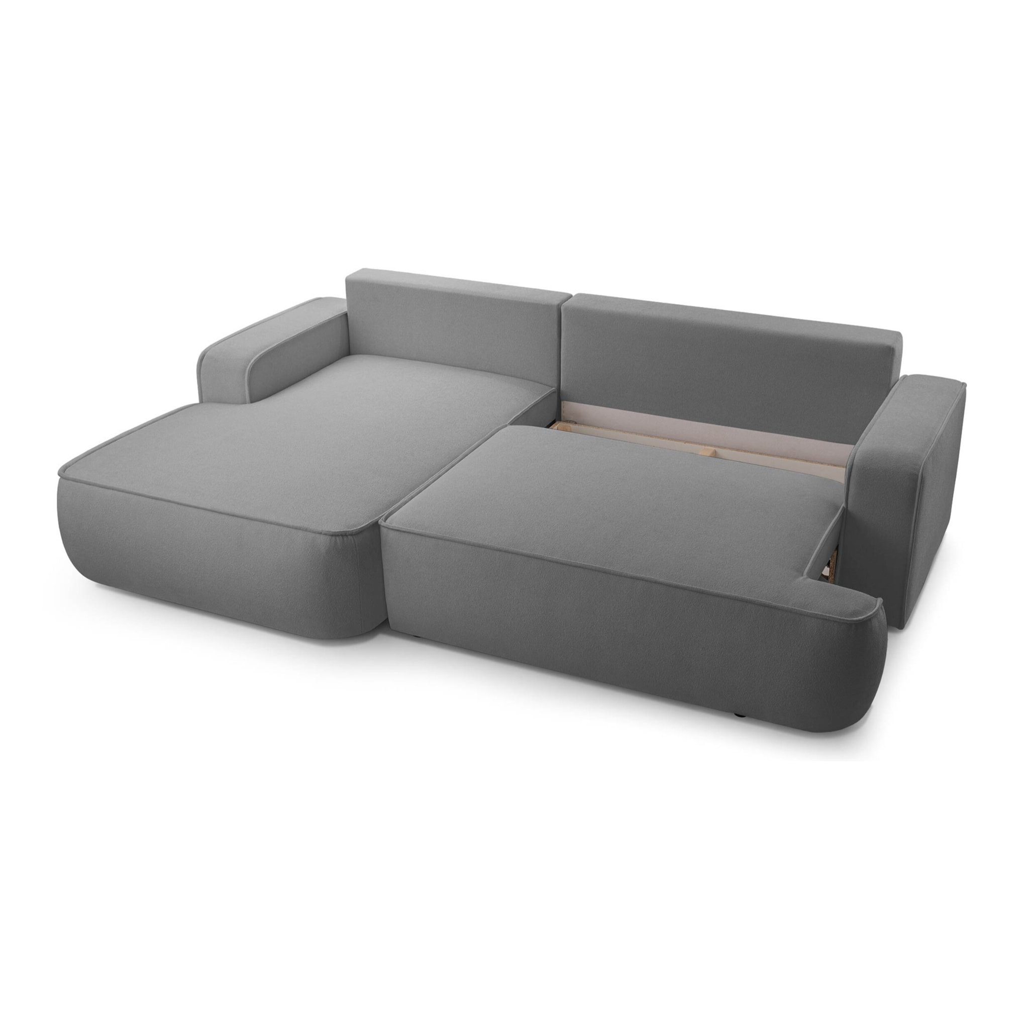 Nessino - canapé d'angle gauche 4 places - convertible avec coffre - en tissu texturé - Gris foncé