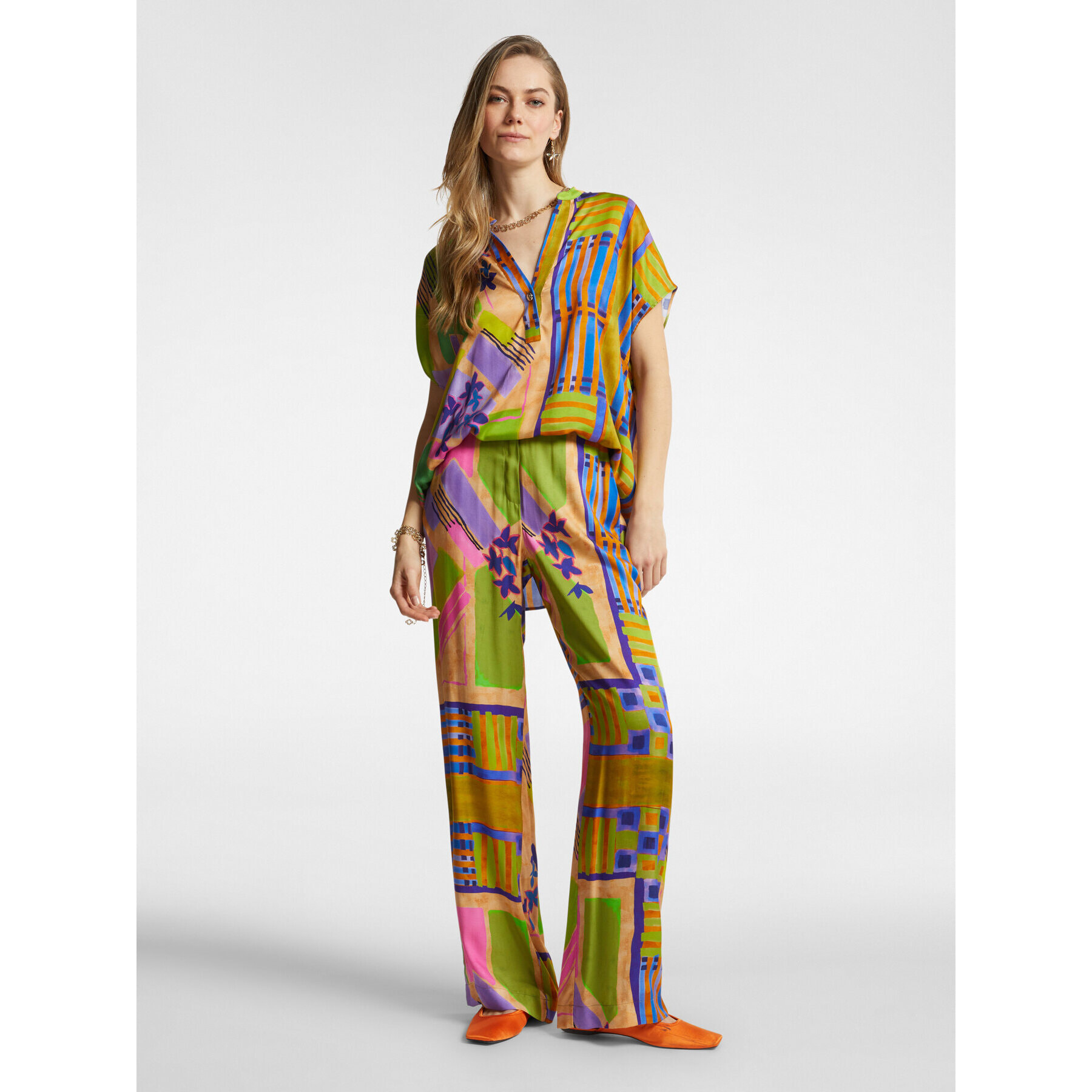 Elena Mirò - Pantalón recto estampado - Verde claro