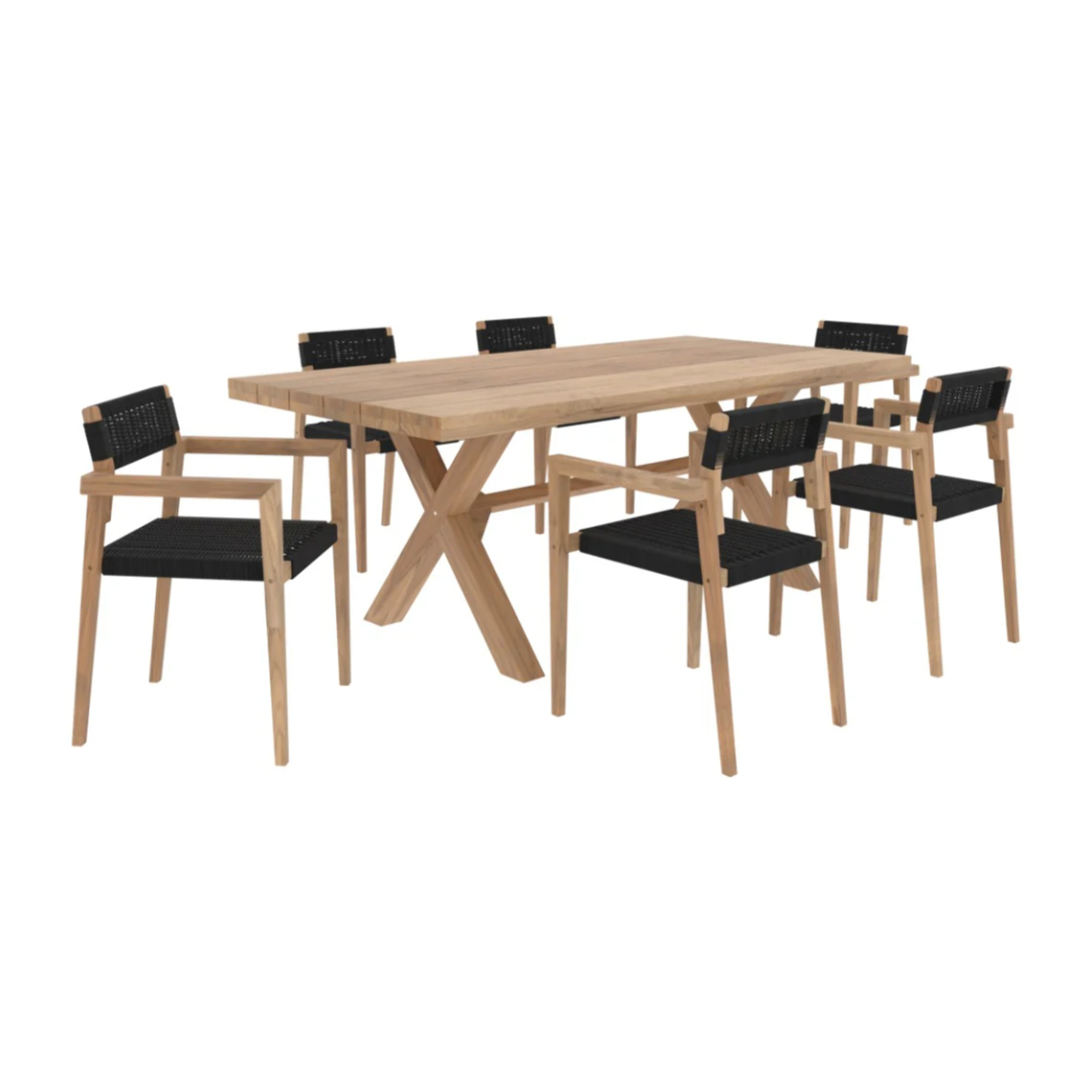 Ensemble table et 6 chaises de jardin en bois de teck - Suri