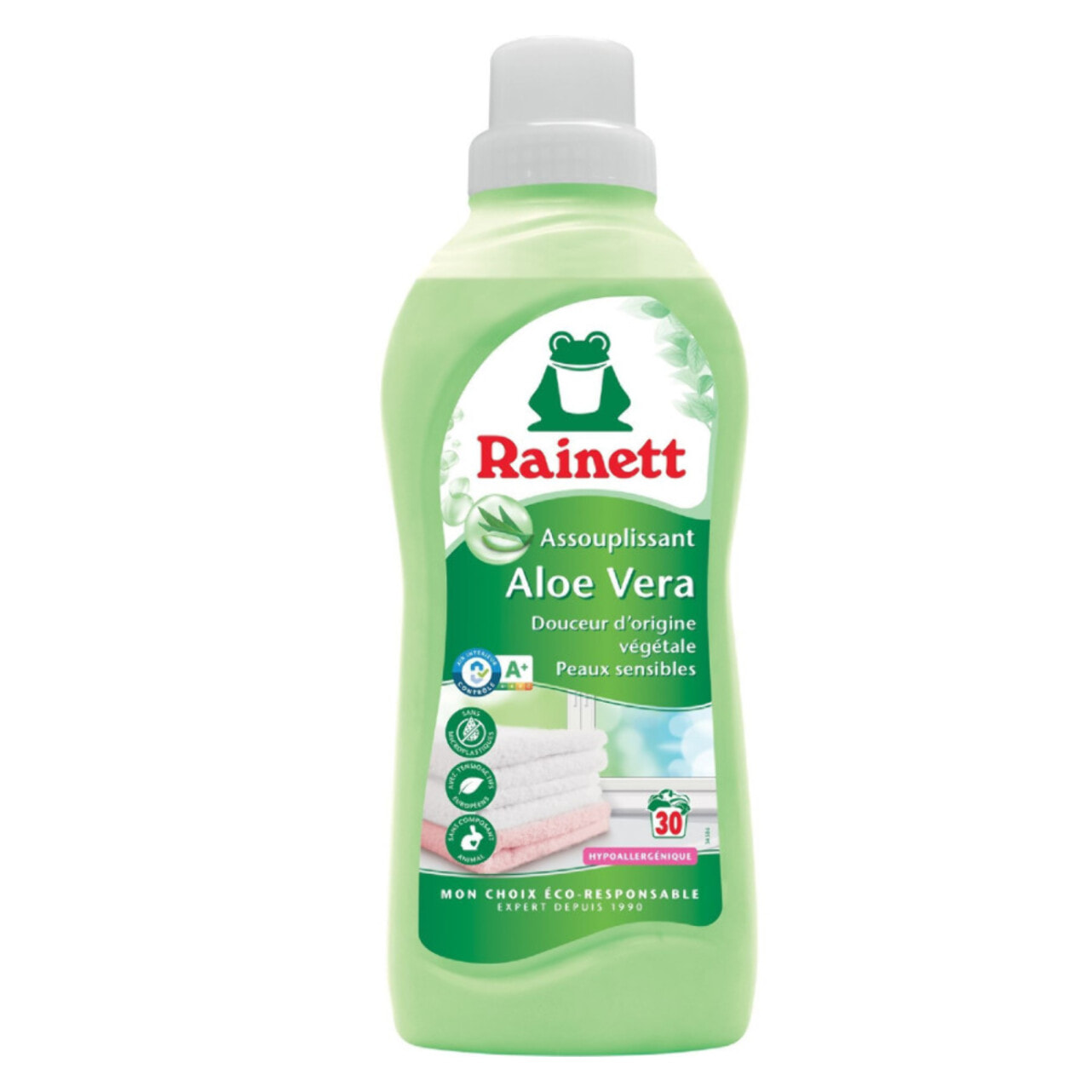 Pack de 8 - Rainett - Assouplissant Ecologique Concentré Aloe Vera 750ml - 31 lavages