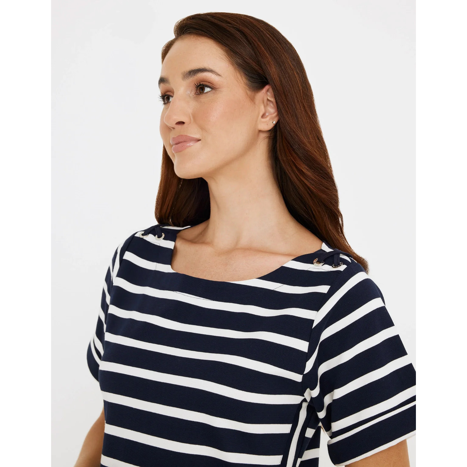 Vestido Corto Rayas Blanco Azul Marino - Marini