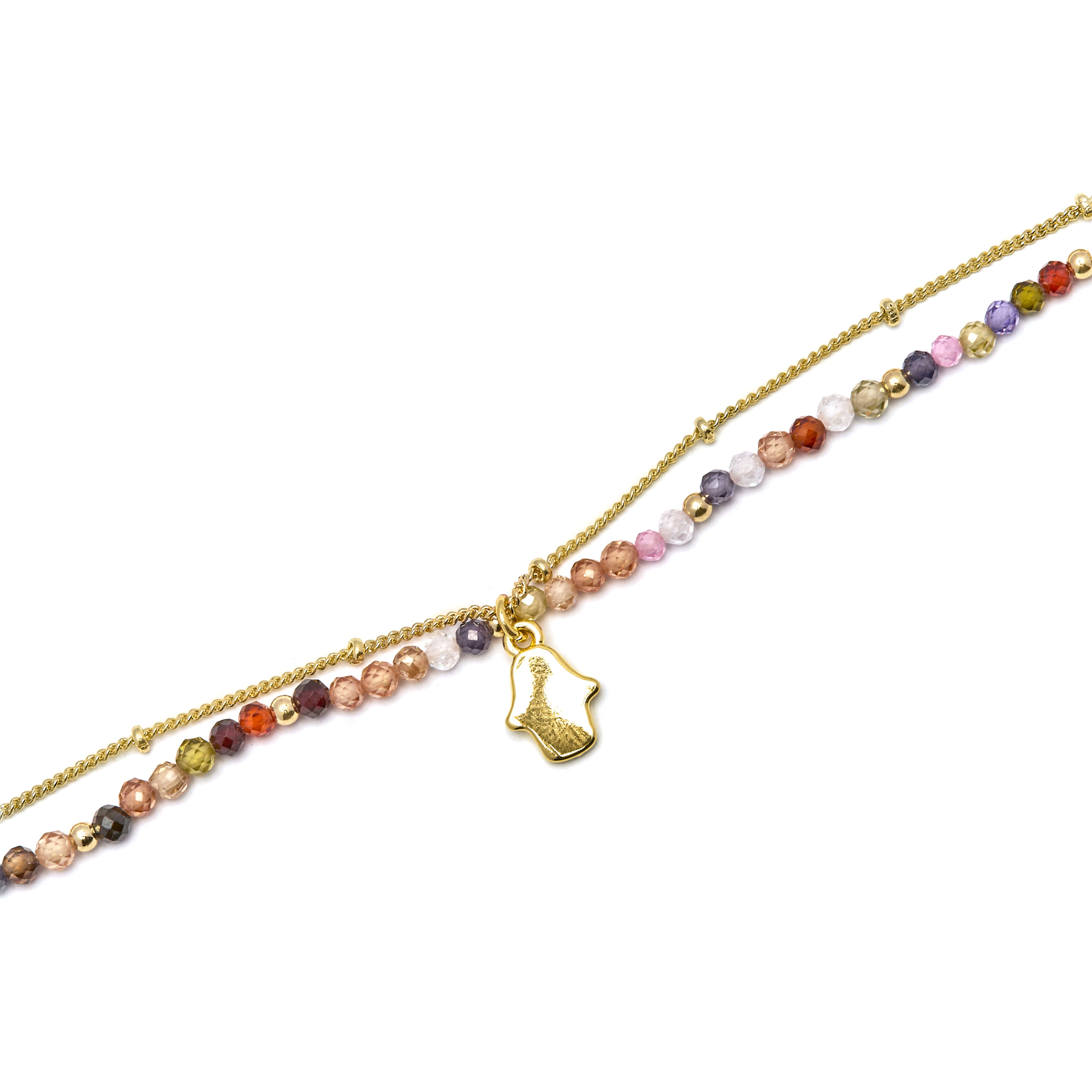 Pulsera de Cristal Multicolor acabada en oro amarillo de 18K