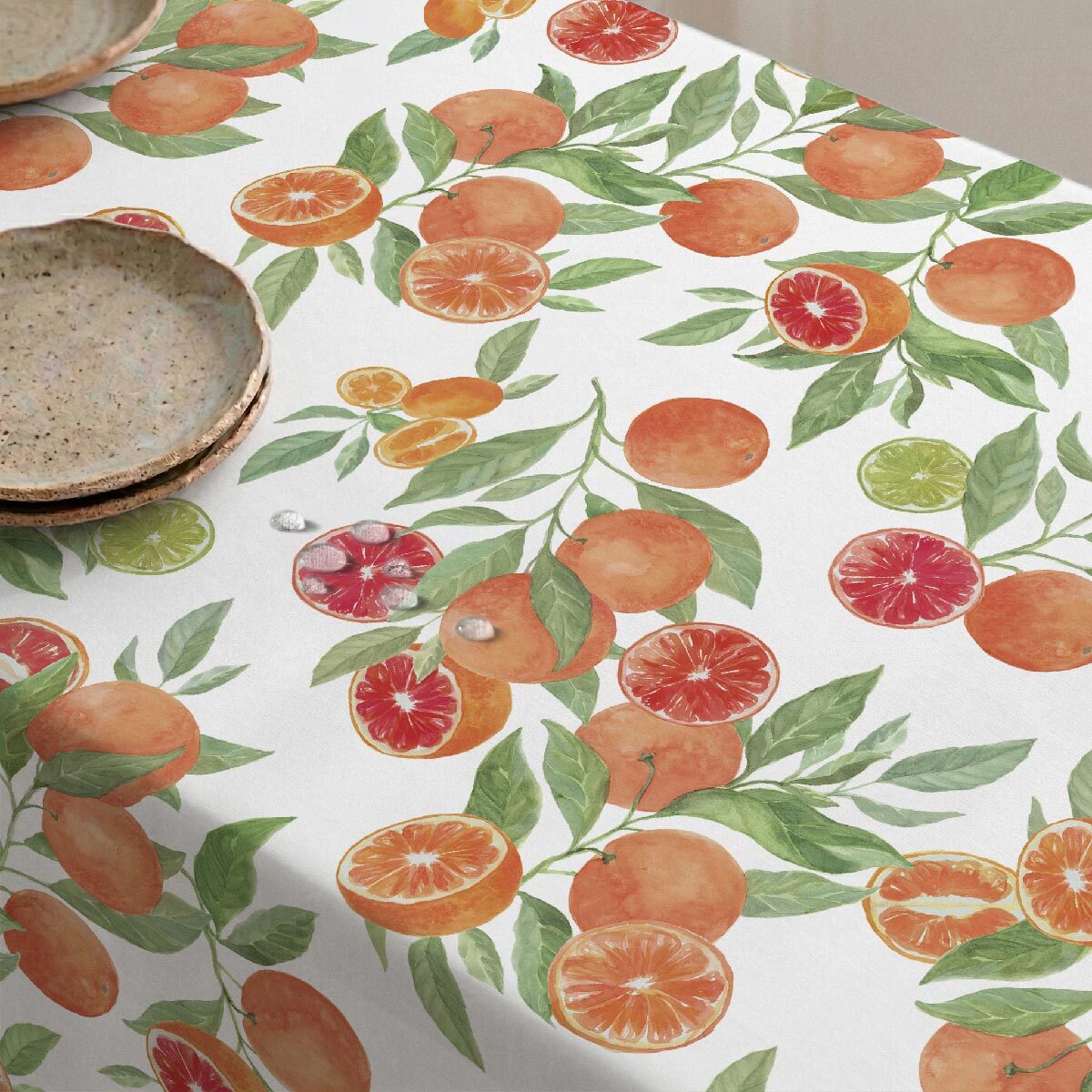 Nappe anti-taches Oranges - 100% coton -