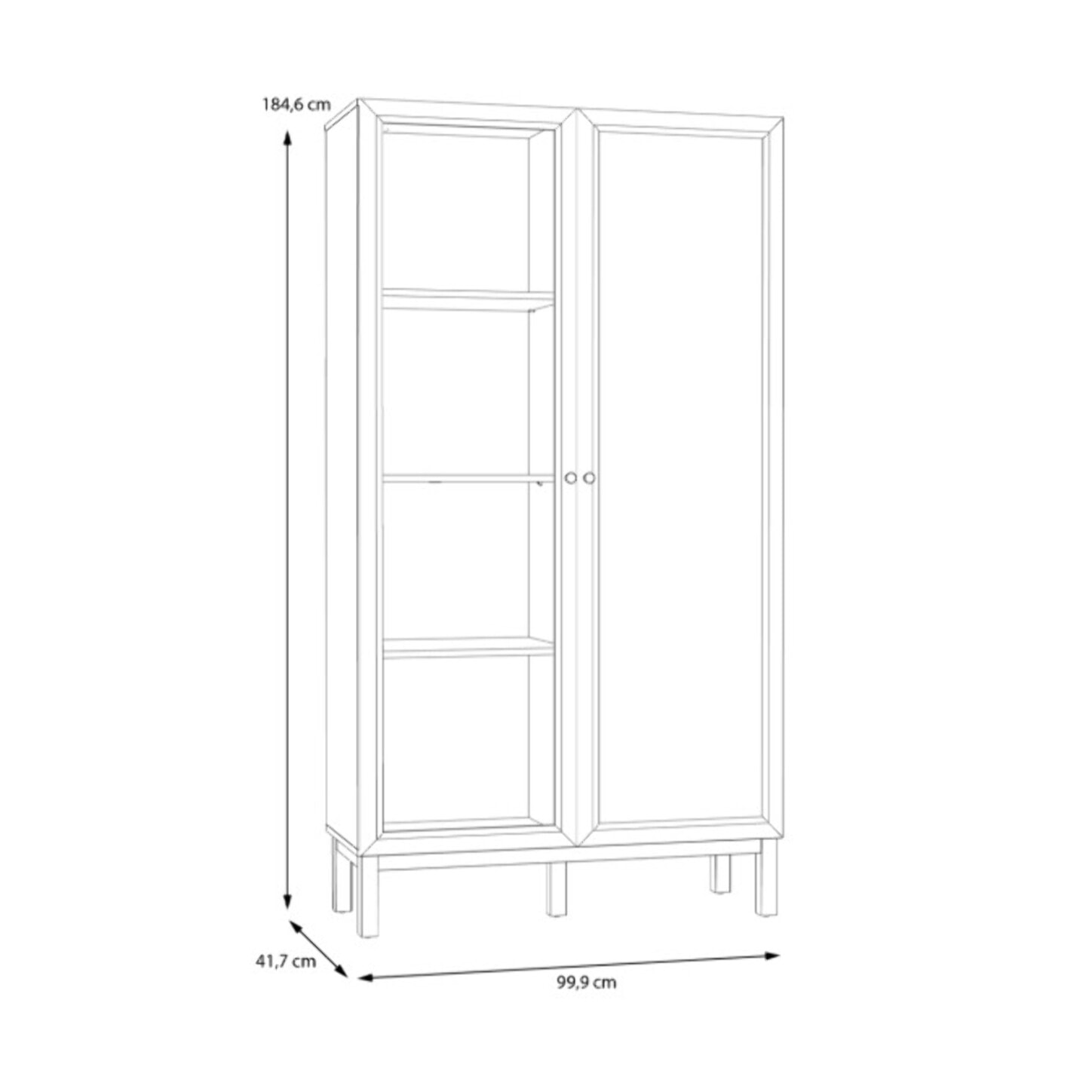 Armoirette décor chêne et gris clair vitrée 185 cm 2 portes - PENNY