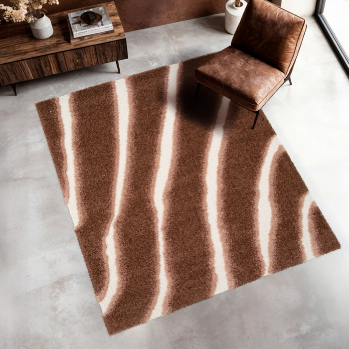 Tapis intérieur motif rayé marron  NYA