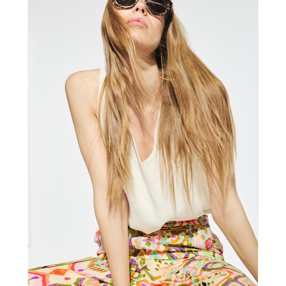 Pantaloni seta stampa culotte