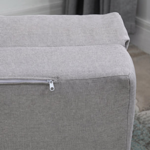 HOMCOM Sofá Cama Individual Plegable 3 en 1, Sofá Cama, Tapizado en Lino, con Respaldo Ajustable 5 Posiciones, Almohadas, Marco Metálico, para Dormitorio, Salón, Gris Claro