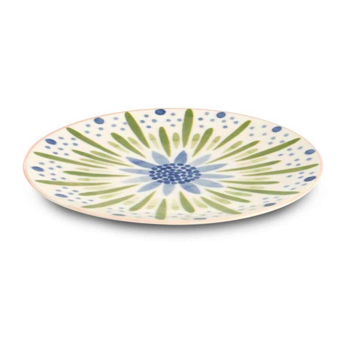 Service 18 pièces rose vert en porcelaine - "Aube de Pivoine"