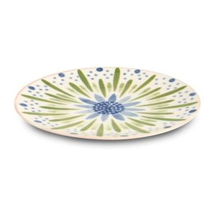 Service 18 pièces rose vert en porcelaine - "Aube de Pivoine"