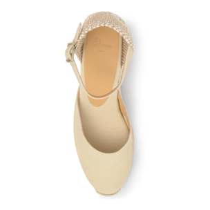 Alpargata de cuña 3 cm en lona de algodón con pulsera y hebilla