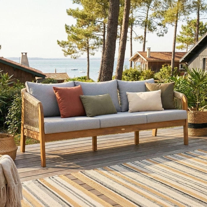 Canapé de jardin 3 places en bois FSC - SYMI