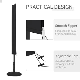 Housse de protection imperméable pour parasol droit avec fermeture éclair et cordon de serrage noir