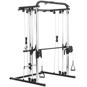 Smith Machine Multiestación de Musculación Máquina Multifunción de Musculación con Soporte para Sentadillas y Barra para Pesas para Entrenamiento Fitness en Hogar Negro