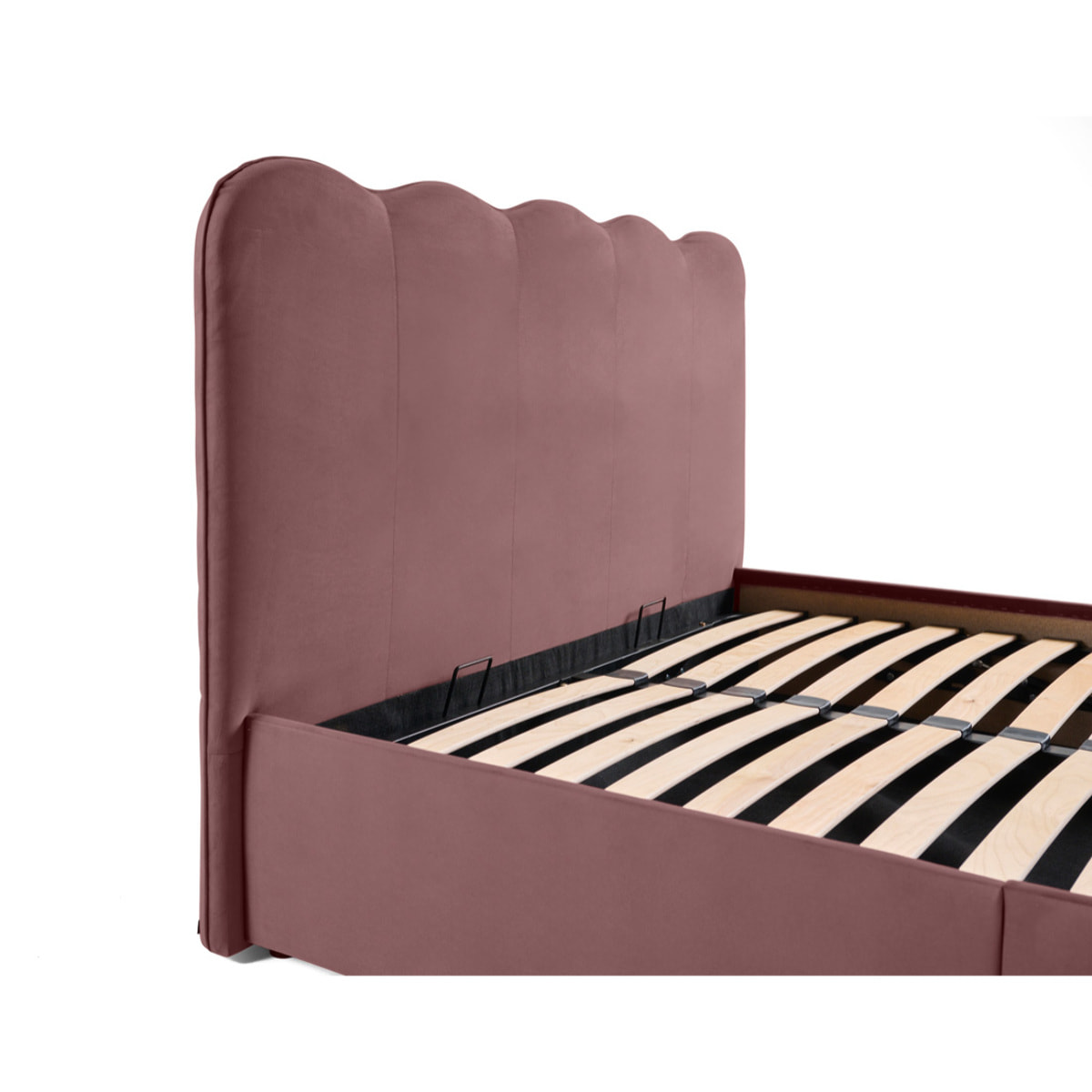 Kahlo - lit coffre - 140x190 - en velours - sommier inclus - Rose