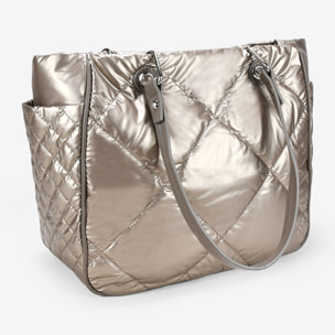 Bolso shopper taupe metalizado acolchado