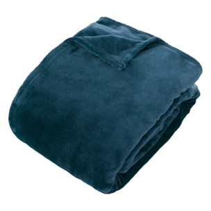 Plaid flanelle Ollis bleu egéen 260x240cm