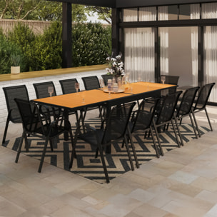 Ensemble repas extensible 12 places polywood noir et bois