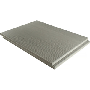 Lot de 3 lames de terrasse composite alvéolaires - Long: 2,4m - surface 1m² - Gris