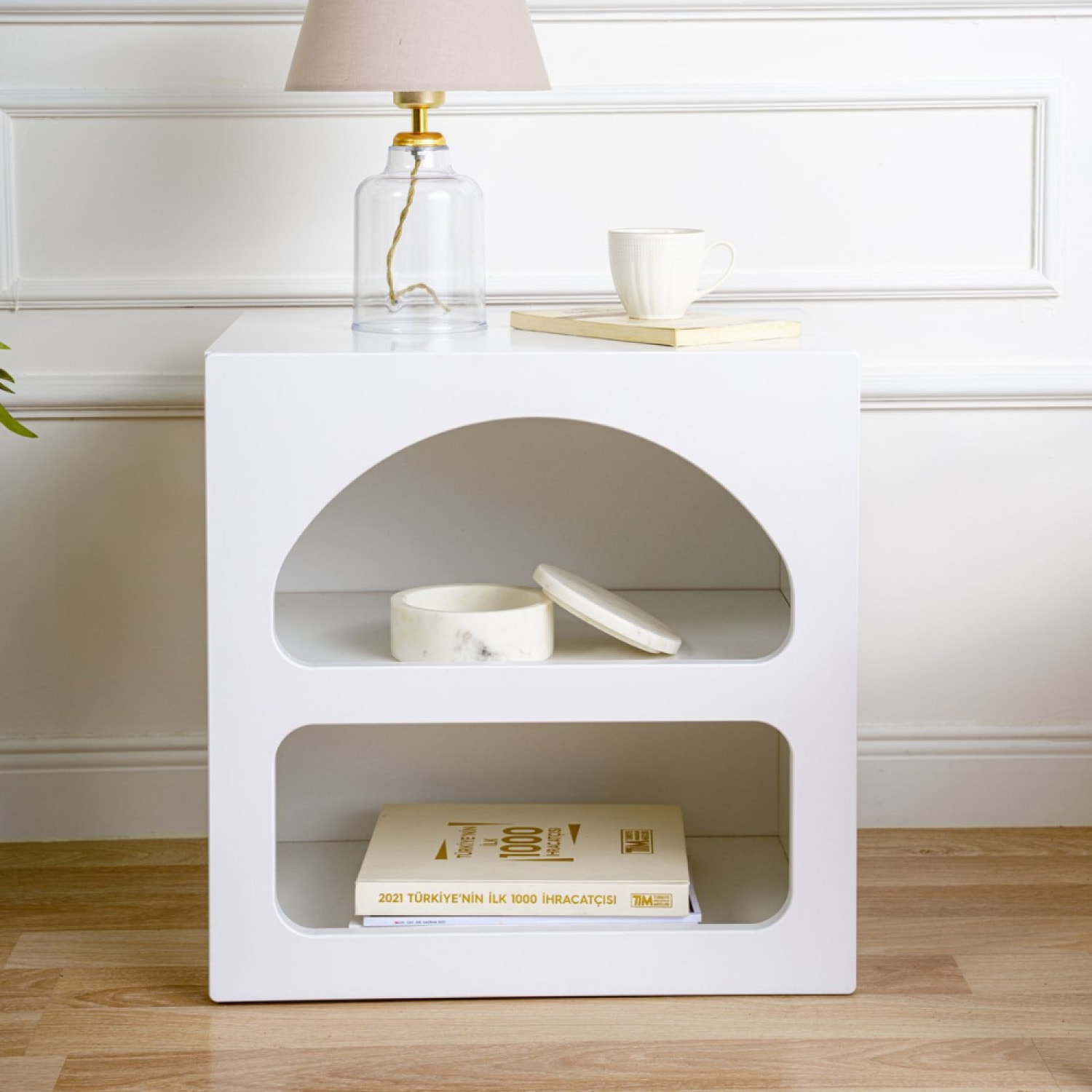 Table de chevet avec niches blanc XICO