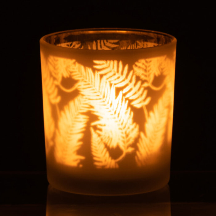 J-Line photophore Feuille - verre - blanc/vert - small - 4 pcs