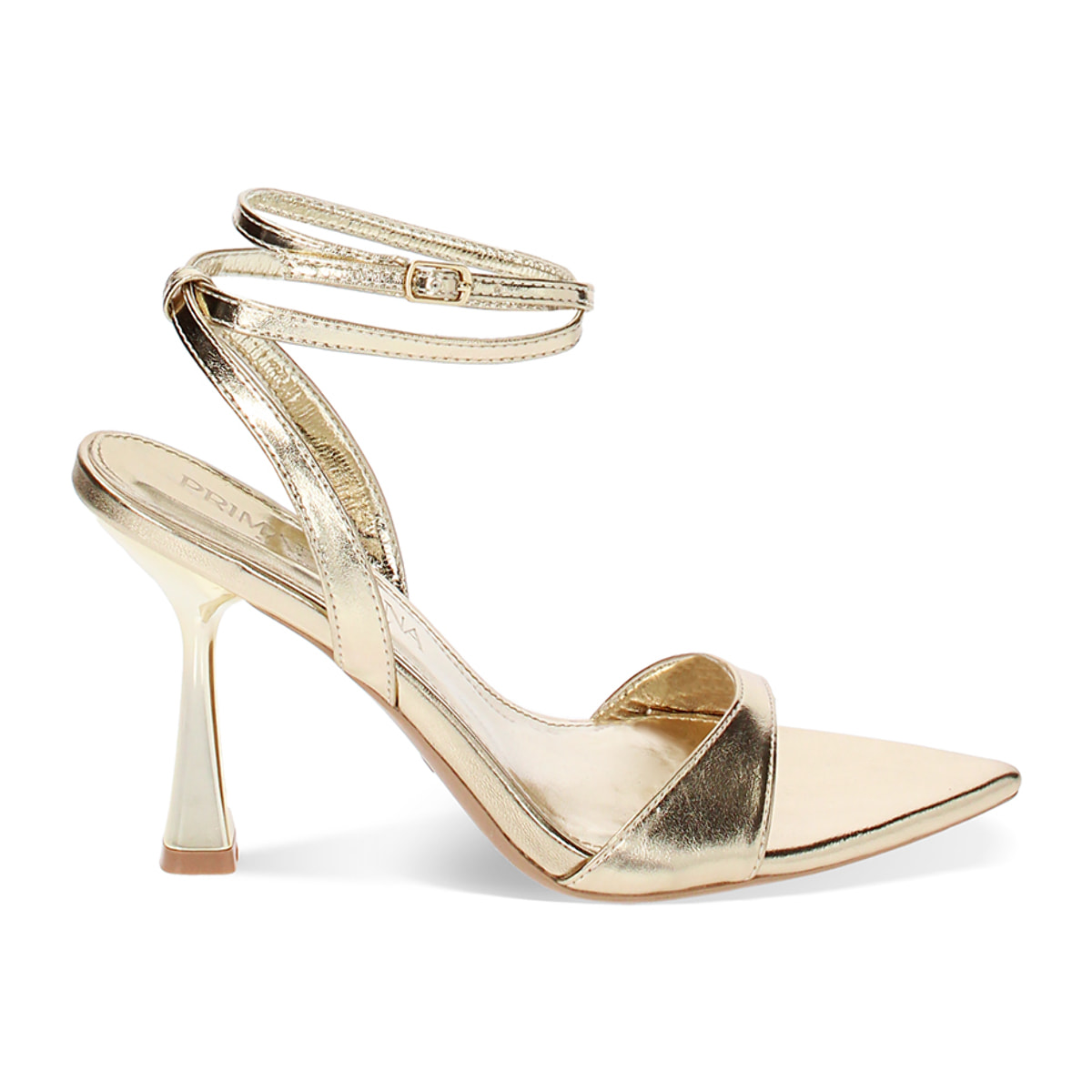 Sandalias con tacón doradas laminadas