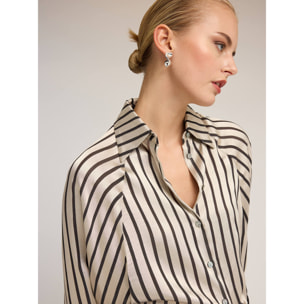 Motivi - Camicia a righe con maniche over - Grigio