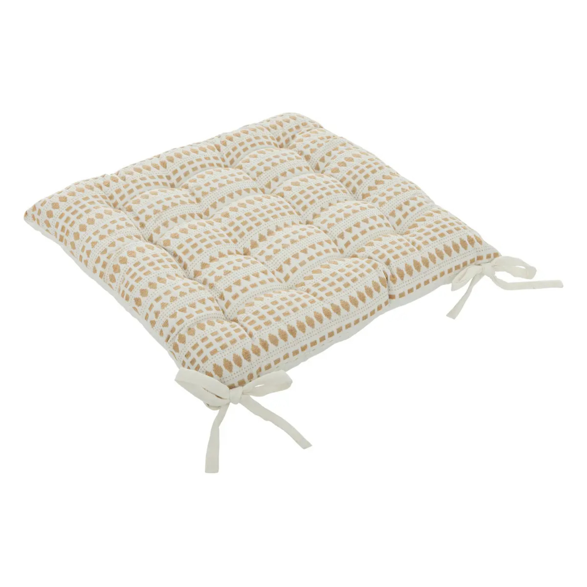 Galette de chaise en coton 38x38cm beige lin