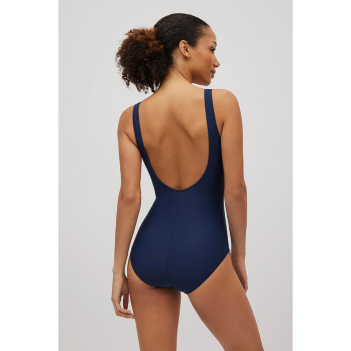 Costume da bagno modellante a righe blu navy