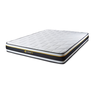 Matelas Mousse haute densitée avec micro-cellules d'air - Confort très ferme et accueil tonique - 19 d'épaisseur, 7 zones de confort - Moins d'enfoncement plus de liberté - 2 places