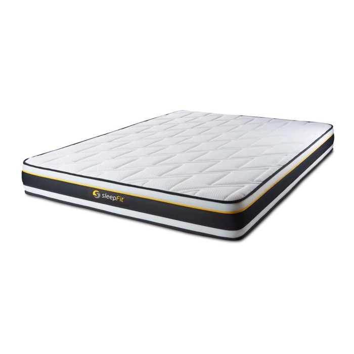 Matelas Mousse haute densitée avec micro-cellules d'air - Confort très ferme et accueil tonique - 19 d'épaisseur, 7 zones de confort - Moins d'enfoncement plus de liberté - 2 places