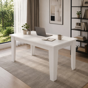 Tavolo da Pranzo Allungabile Da 140 A 200 Cm Gambe a Spillo Design Moderno 8 Posti Estensibile Guide In Metallo Cucina Salotto Soggiorno Bianco