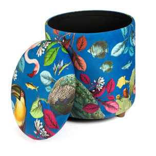 Pouf contenitore Excelsa Rhapsody in velluto e legno 39x39x43 cm multicolore