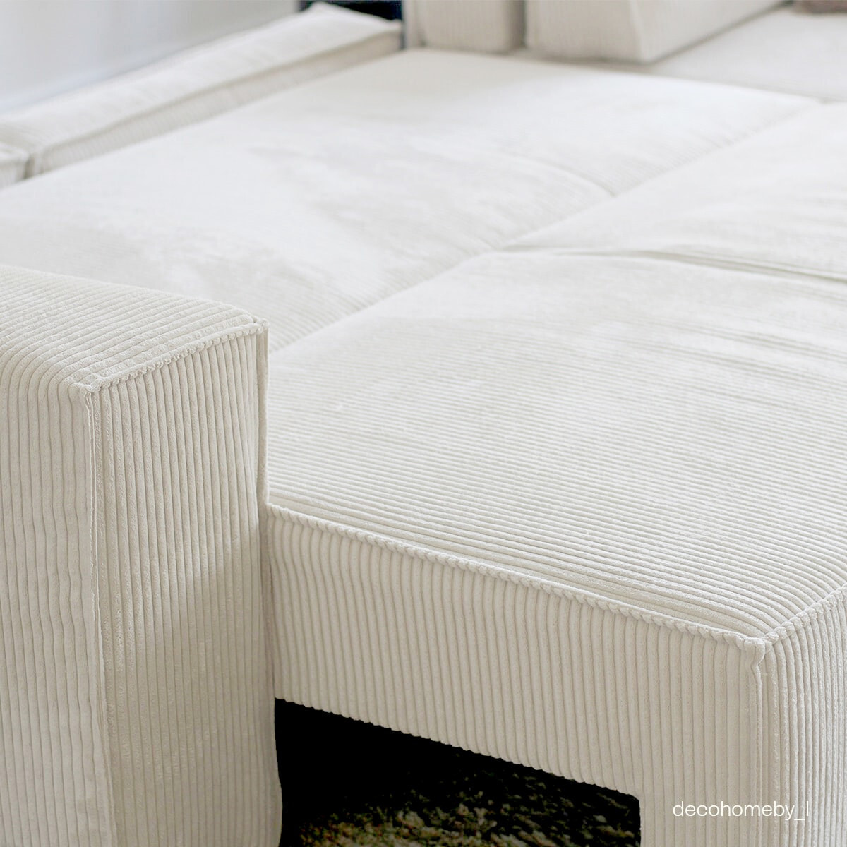 Canapé d'angle convertible 5 places en velours côtelé - HARPER