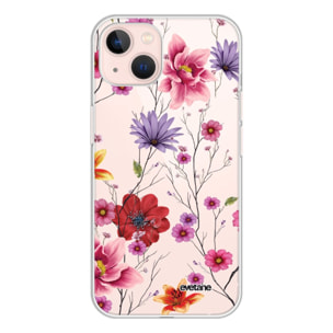 Coque iPhone 13 360 intégrale transparente Fleurs Multicolores Tendance Evetane.