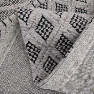 Tapis Kilim épais Bace, tissé à plat à à la main à base de plastique recyclé