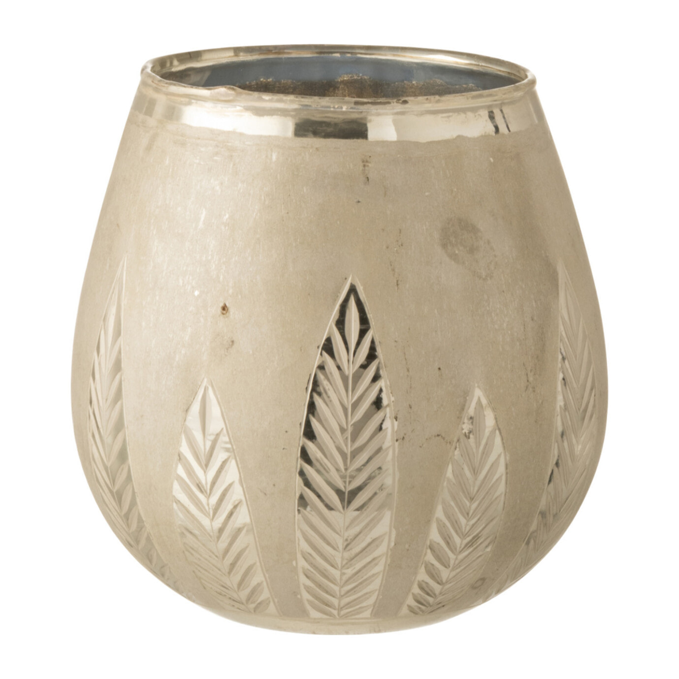 J-Line photophore Feuille Rond - verre - argent - medium