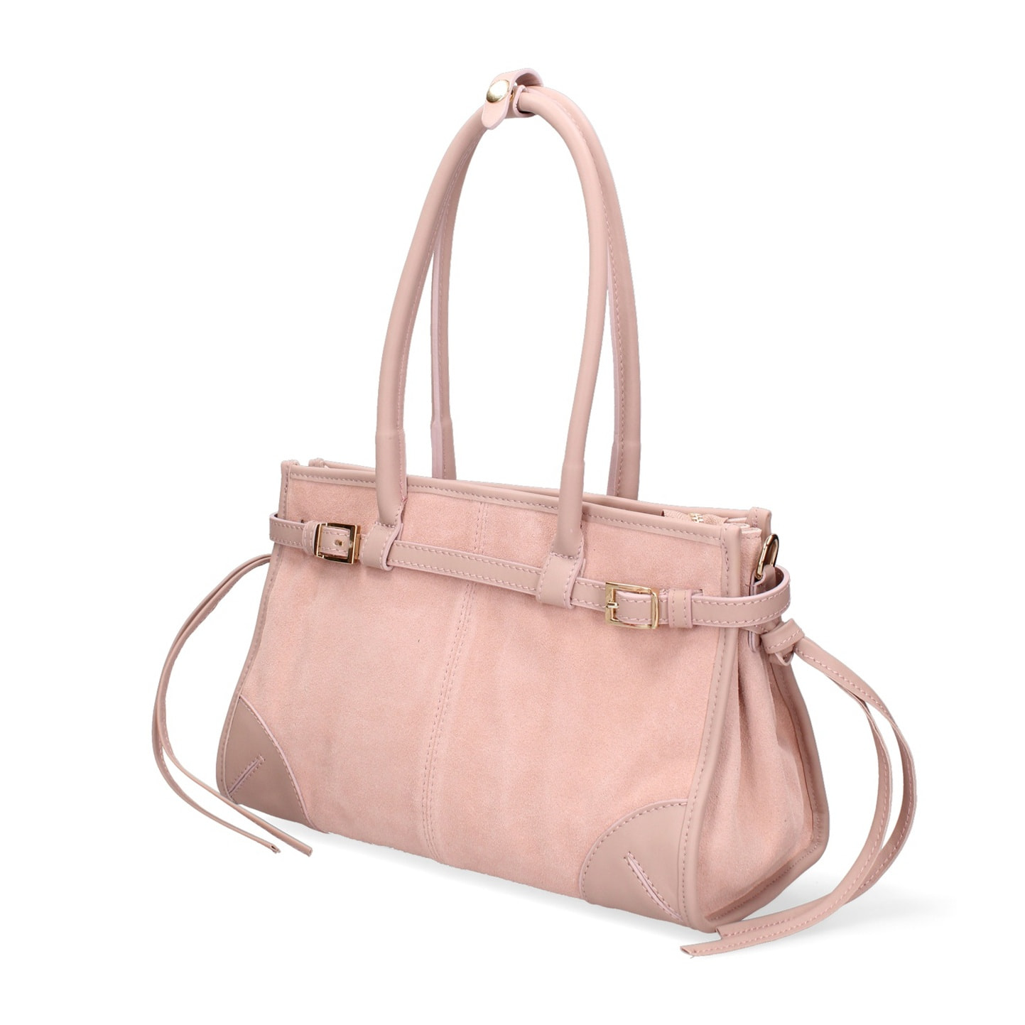 Borsa a spalla da donna Made in Italy - Modello Novara Ultra - Pelle scamosciata - 31.5 x 20.0 x 14.0 cm