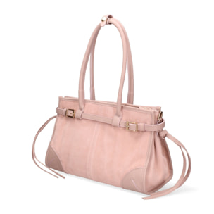 Borsa a spalla da donna Made in Italy - Modello Novara Ultra - Pelle scamosciata - 31.5 x 20.0 x 14.0 cm