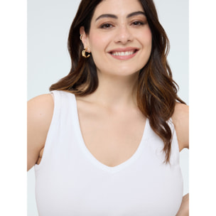 Fiorella Rubino - Top in jersey con scollo a V - Bianco