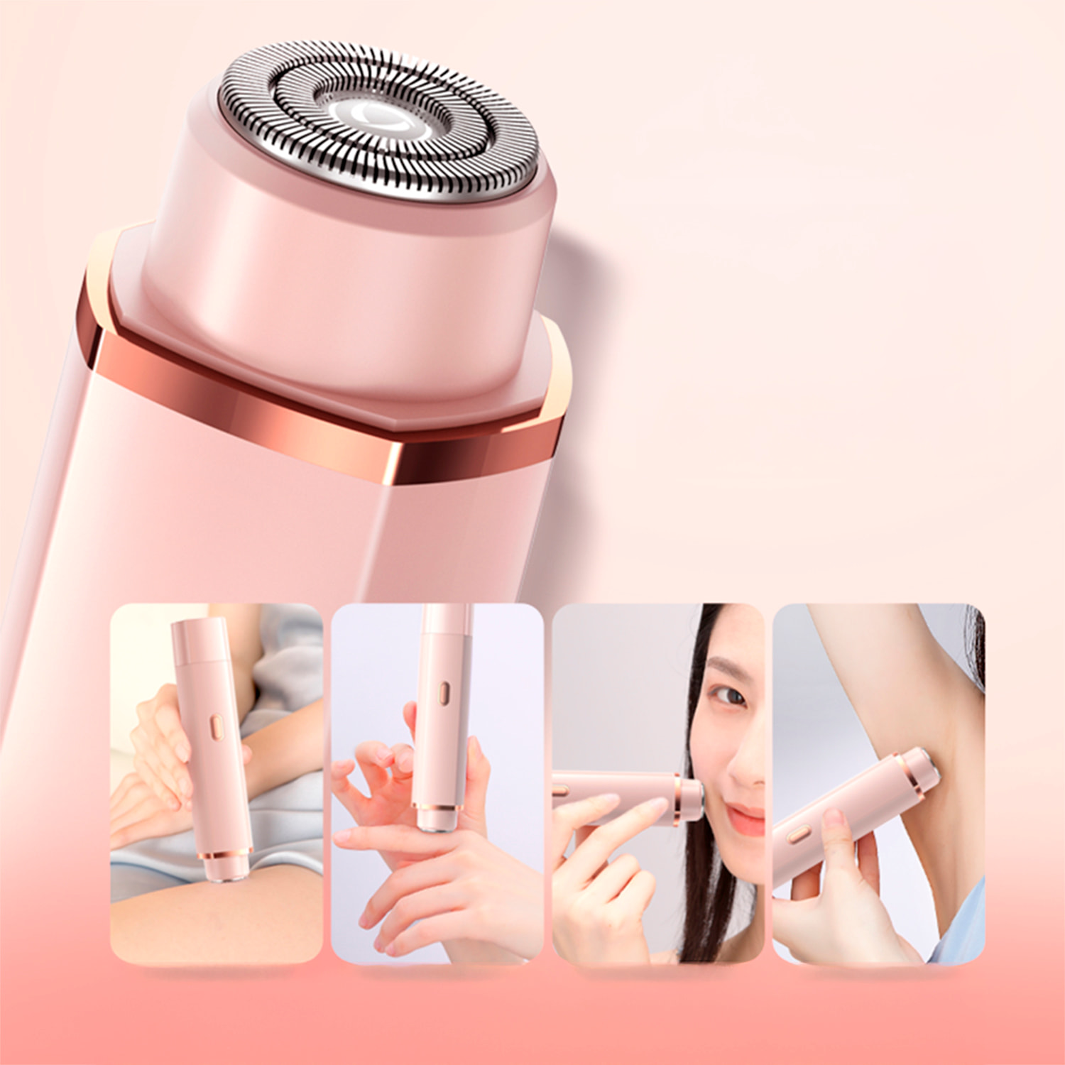 Afeitadora femenina especial para zonas delicadas, doble cabezal de recorte y de rasuración. Batería recargable.