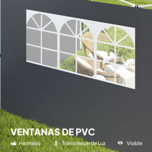 2 Paredes Laterales para Carpas de 3 x 3 m, 300x200 cm, Paredes Laterales de Repuesto para Cenador de Tela Oxford con Ventana, para Jardín, Exteriores, Fiestas, Gris Oscuro