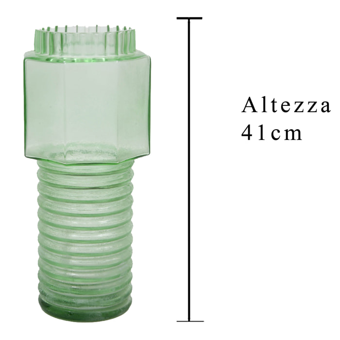 Vaso Multiforme H.41 Cm - Pezzi 1 - 17,5X41X17,5cm - Colore: Verde - Bianchi Dino - Vasi E Cont. Vetro, Alzate